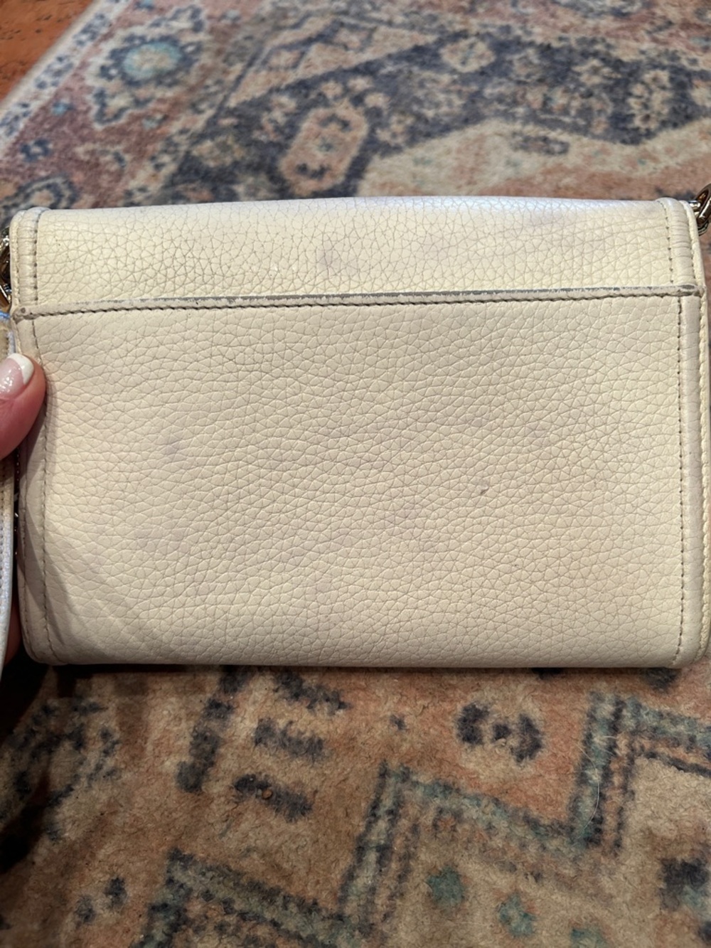 Tory Burch Pebbled Leather Wristlet Wallet in Off-White - Picture 11 of 15